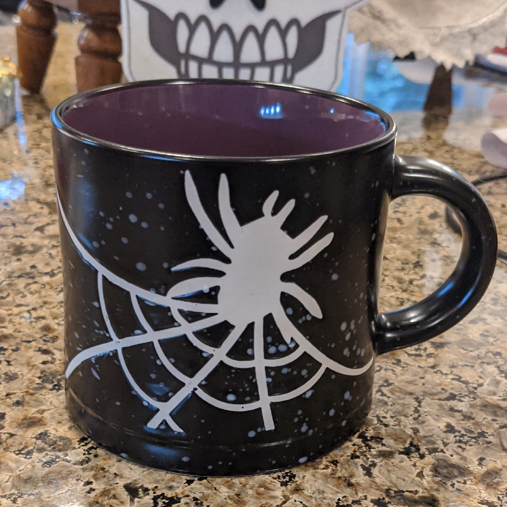 Spider Mug Halloween Coffee Cup Graphic Web Large Ceramic Spooky Arachnid Black